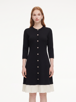Tencel Blend 3/4 Sleeve Color Block Women Knit Mini Dress GOELIA
