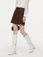 [Preview] Wool Blend Tweed Sequins Women A-Line Skirt GOELIA