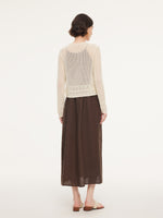 100% Cotton Openwork Tie Front Women Cardigan GOELIA