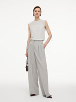 Jacquard Cut Out Neckline Women Ruffle Knit Tank Top GOELIA