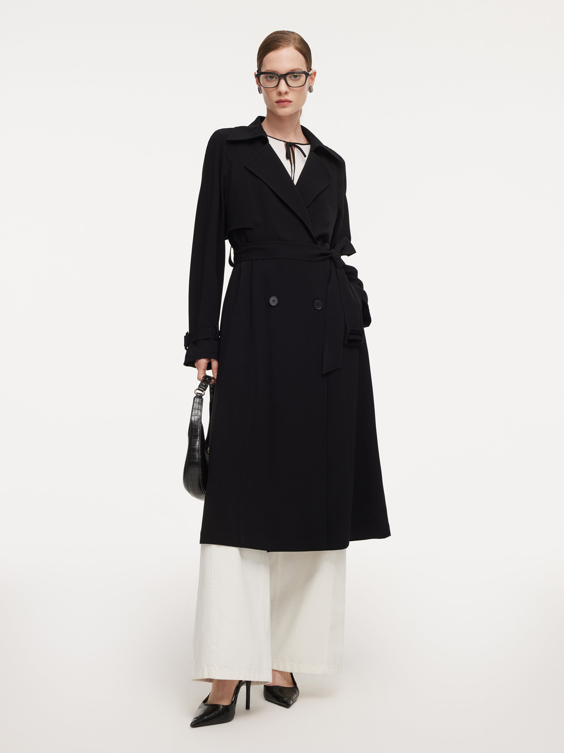 [Preview] Triacetate Blend Women Self-Tie Belt Trench Coat GOELIA
