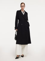 Triacetate Blend Women Wrap Trench Coat GOELIA
