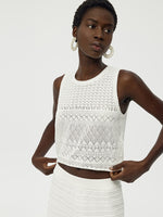 Cotton Openwork Tank Top And Pants Two-Piece Set GOELIA