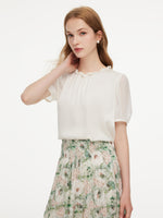 22MM Mulberry Silk Twisted Round Neck Women Blouse GOELIA