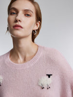 [Preview] Alpaca Wool Blend Sheep Embroidered Women Sweater GOELIA