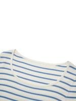 Lyocell Blend Stripe Square Neck Women Knit Top GOELIA