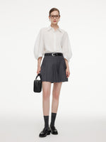 [Preview] 100% Cotton 3/4 Sleeve Women Shirt With Ribbon Print Silky Scarf GOELIA