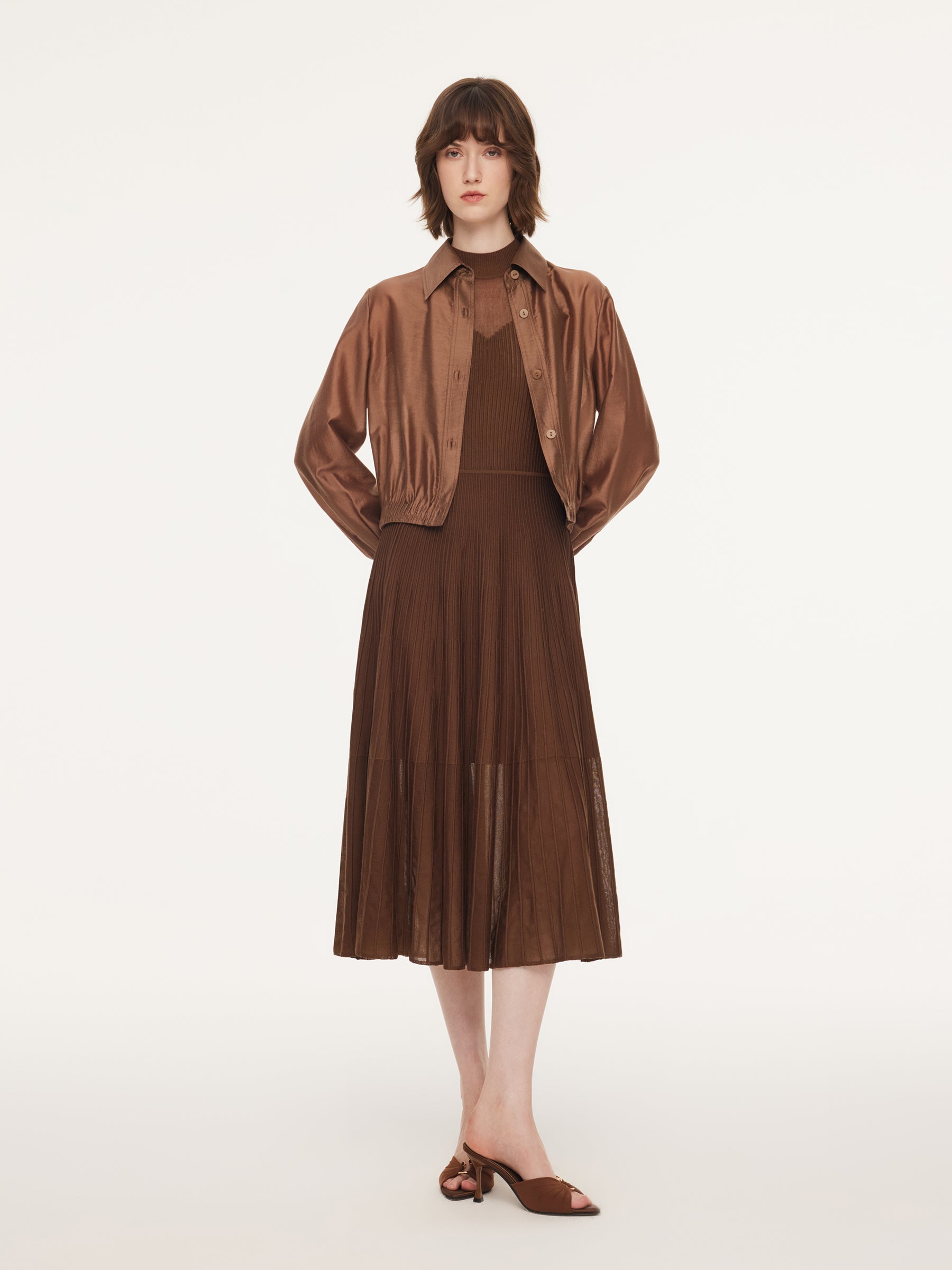 Tencel Blend Women Sheer Cropped Jacket GOELIA