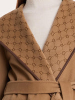 Pure Wool Reversible Hooded Printed Women Coat GOELIA