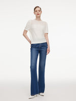 Jacquard Ruffle Neck Women Knit Top GOELIA
