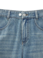 100% Cotton Denim Women Curved Leg Jeans GOELIA