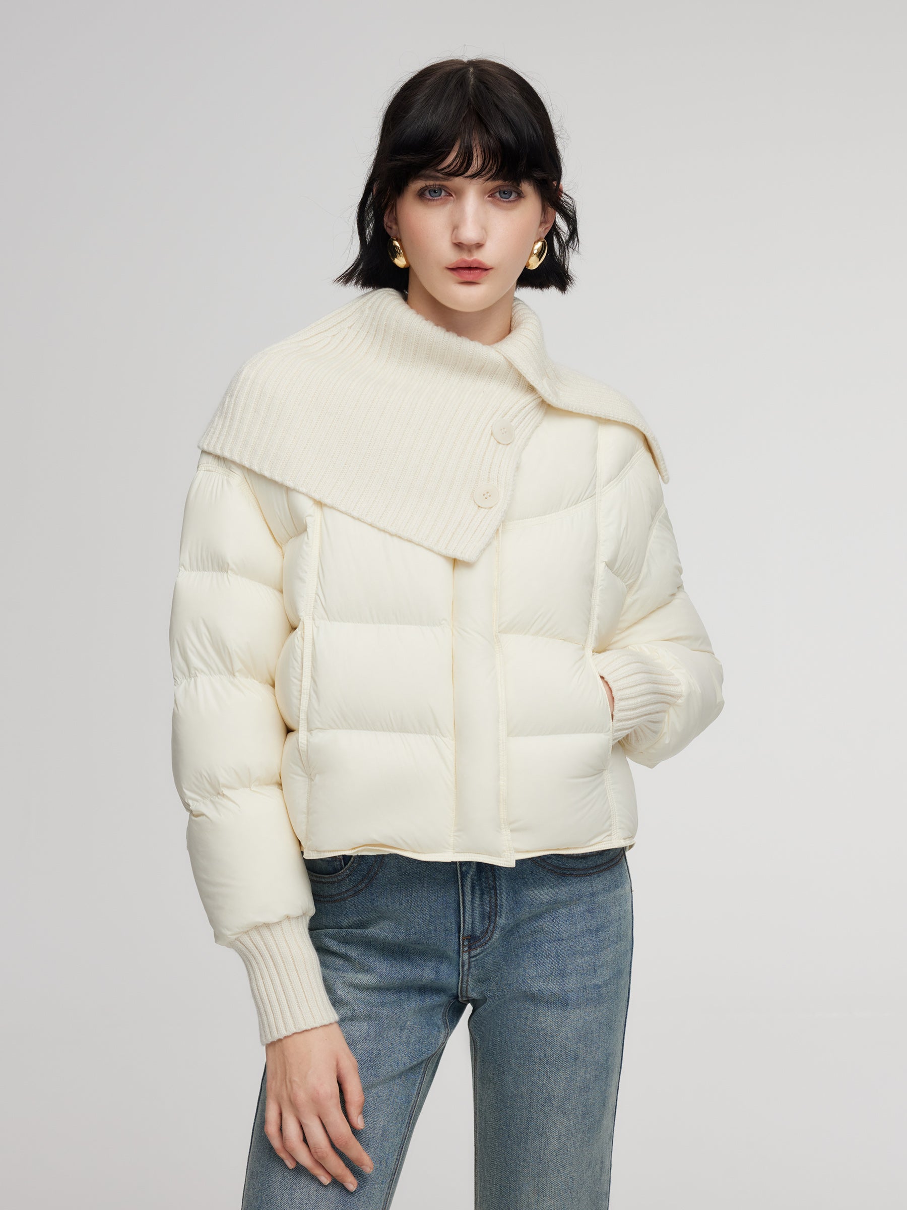 [Preview] Knitted Collar Goose Down Jacket GOELIA