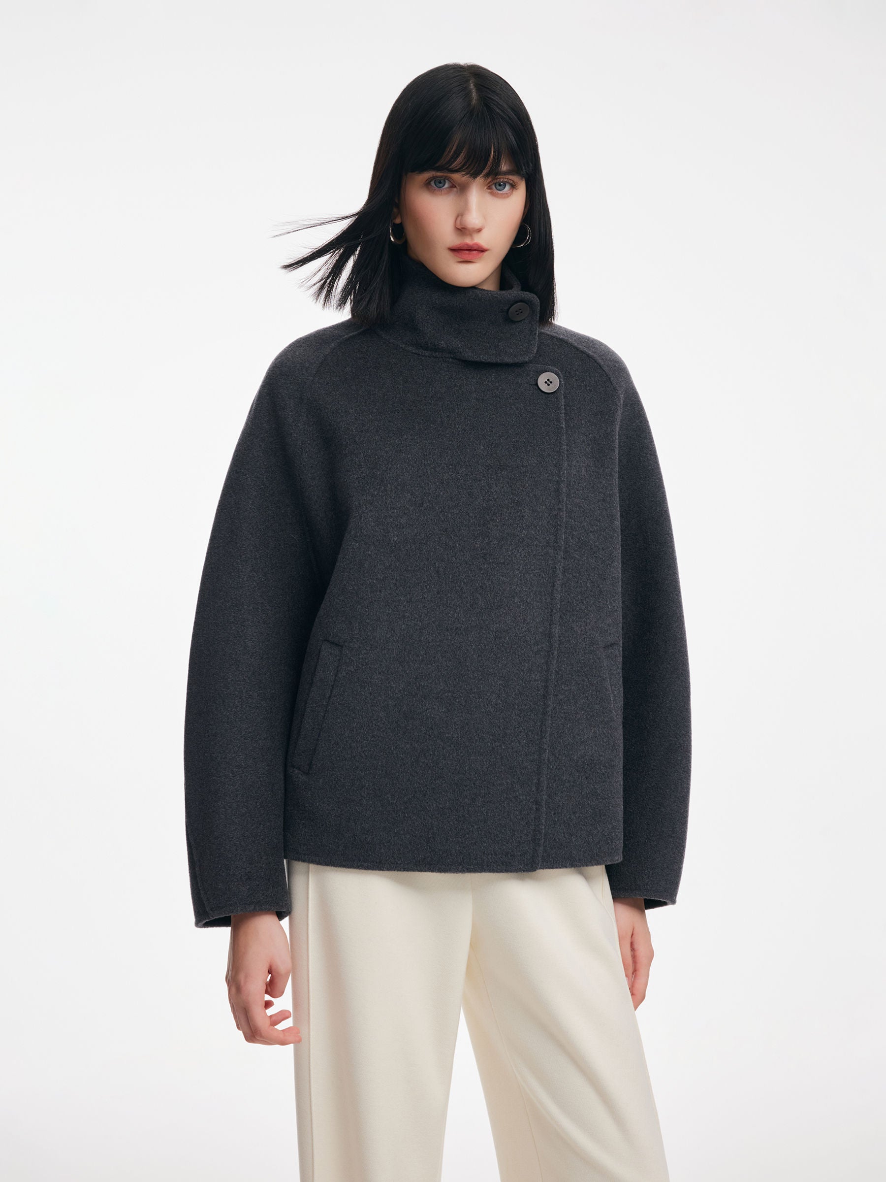 [Preview] 100% Merino Wool Double-Faced Women Short Coat GOELIA