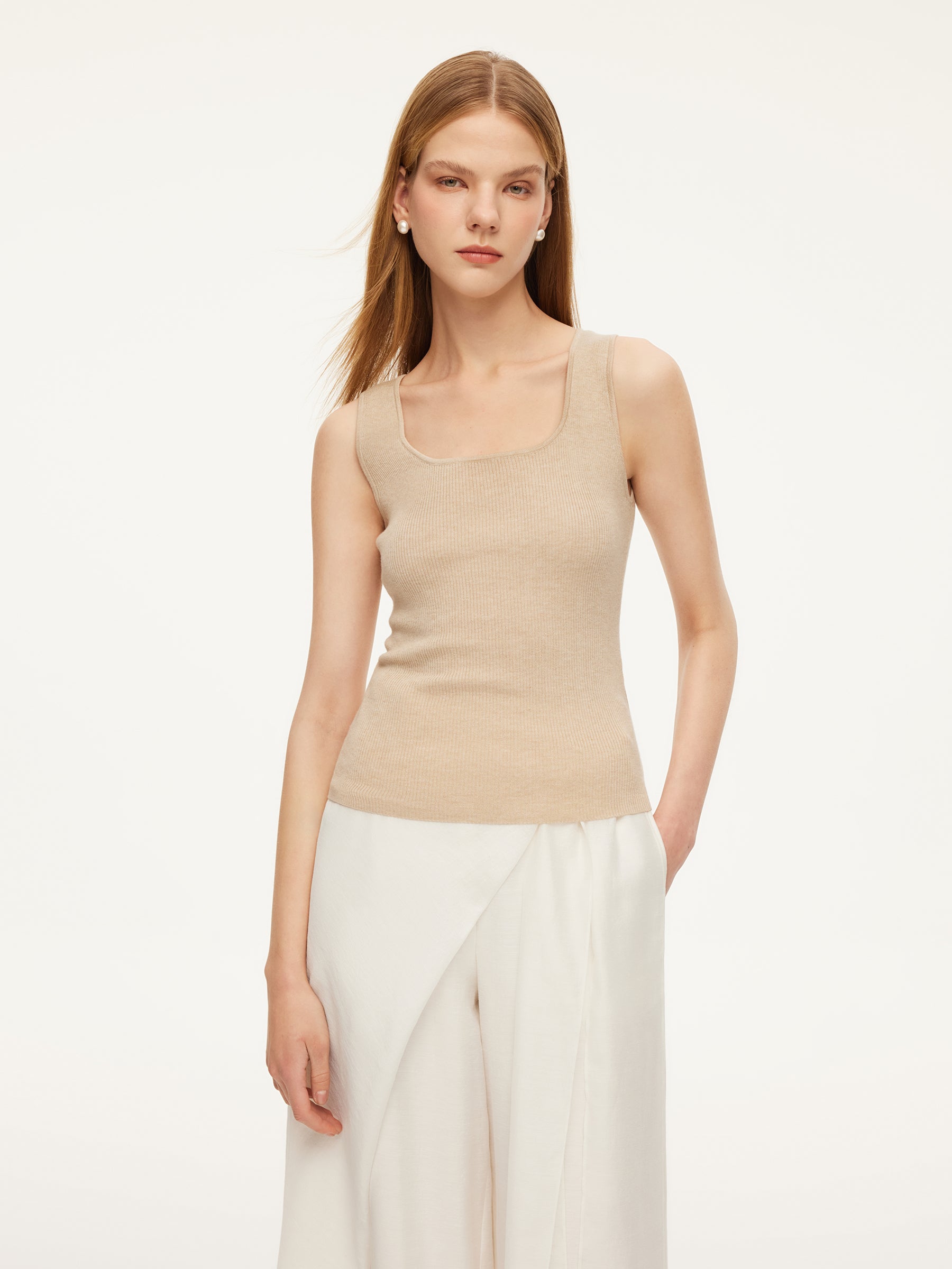 Square Neck Women Knit Tank Top GOELIA