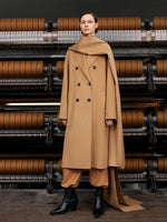 Pure Cashmere Double-Breasted Women Coat With Beret GOELIA