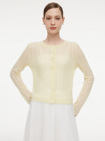 Alpaca Wool Lyocell Blend Women Lightweight Open-Knit Cardigan GOELIA