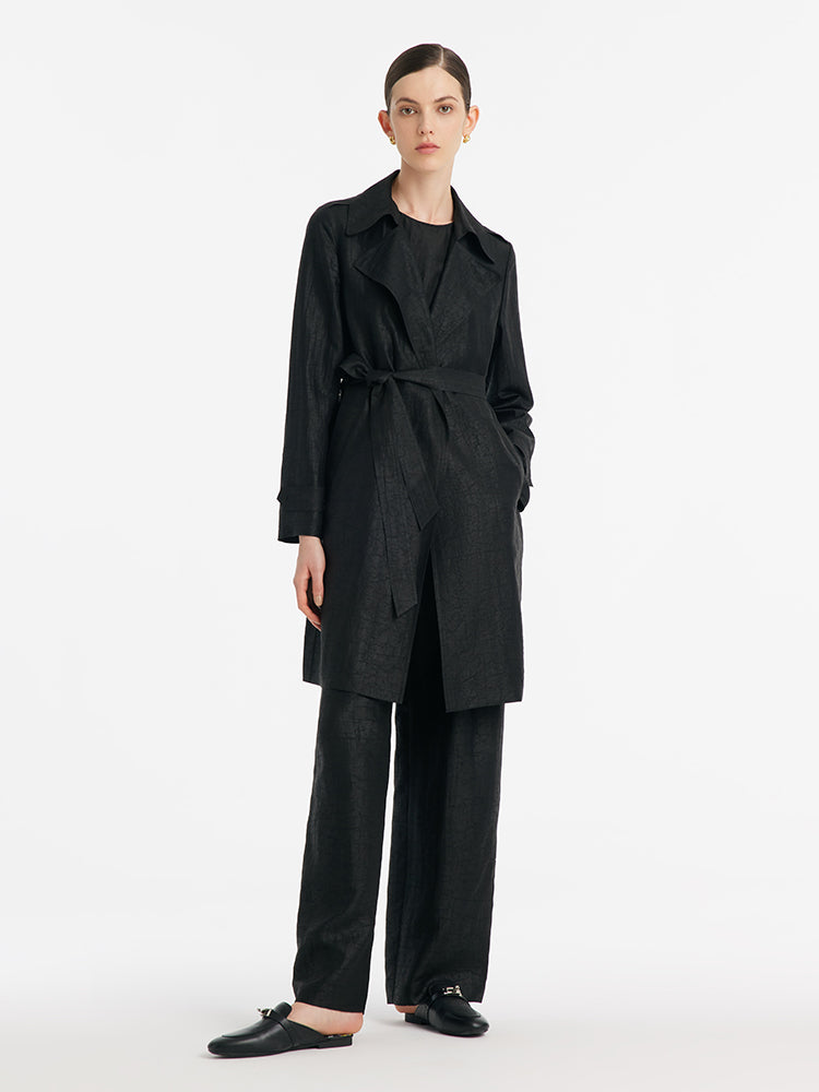 18 Momme Xiang Yun Silk Women Trench Coat With Belt GOELIA