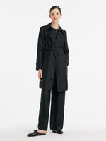18 Momme Xiang Yun Silk Women Trench Coat With Belt GOELIA