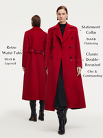 Cashmere Wool Blend Notched Collar Double-Faced Women Overcoat GOELIA