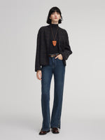 Denim Fleece Lined Women Slit Jeans GOELIA