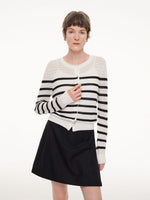 Acetate Cotton Blend Stripe Women Cardigan GOELIA