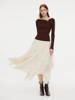 Cascading Ruffle Asymmetrical Women Skirt GOELIA