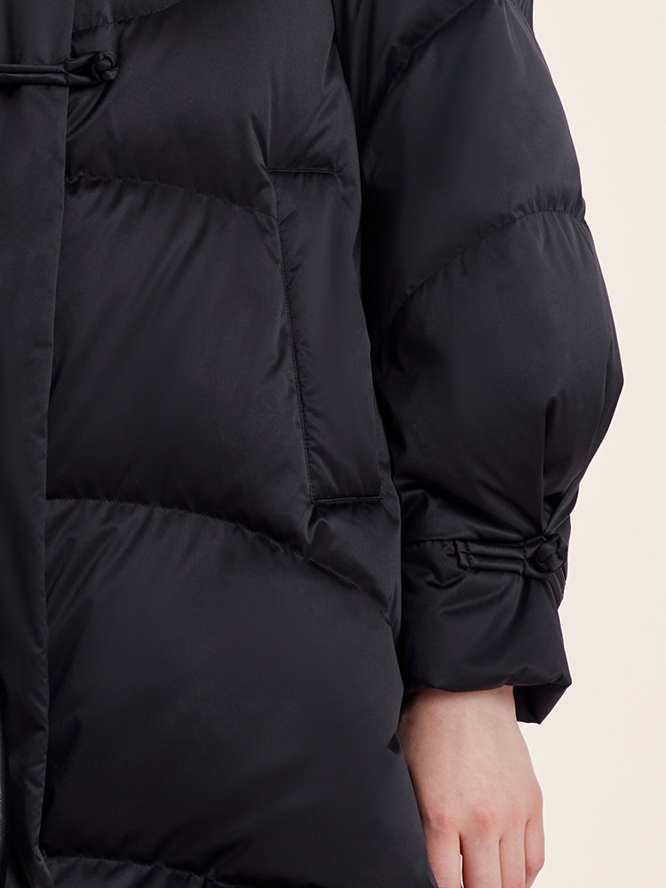 Cheongsam Button Hooded Mid-Length Goose Down Garment GOELIA