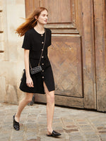 Triacetate Faux-Layered Single-Breasted Women Mini Dress GOELIA