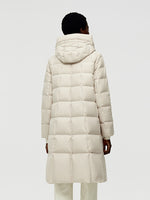 Patchwork Hooded Long Goose Down Coat GOELIA