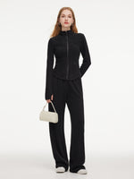 [Preview] Double-Brushed Stretch Zip Jacket And Pants Two-Piece Set GOELIA