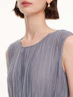 One-Size Flexible-Fit Pleated Sleeveless Women Belted Maxi Dress GOELIA