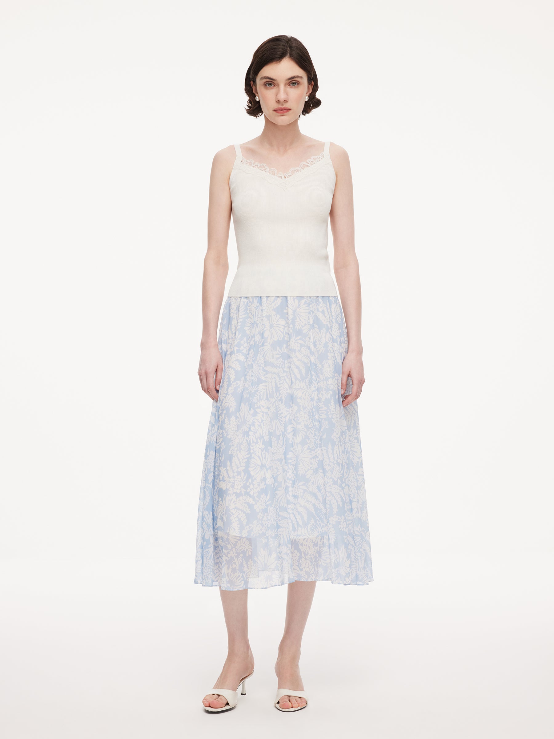 Triacetate Lyocell Blend Lace Trim Women Camisole GOELIA