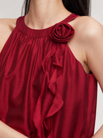Tencel Blend Halter Maxi Dress With Detachable Flower GOELIA