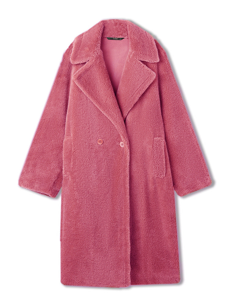 Teddy Lamb Wool Lapel Oversized Coat