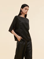 19MM Xiang Yun Silk Jacquard Boat Neck Women Cape Blouse GOELIA