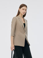 Machine Washable Wool Blend Women One Button Blazer GOELIA