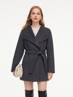 [Preview] 100% Wool Convertible Collar Women Wrap Coat GOELIA