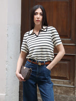 Tencel Blend Stripe Women Knit Top GOELIA