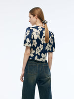 Floral Print Twist Front Women Top GOELIA