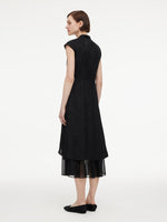 19MM Mulberry Silk Kapok Flower Jacquard Women Maxi Dress GOELIA