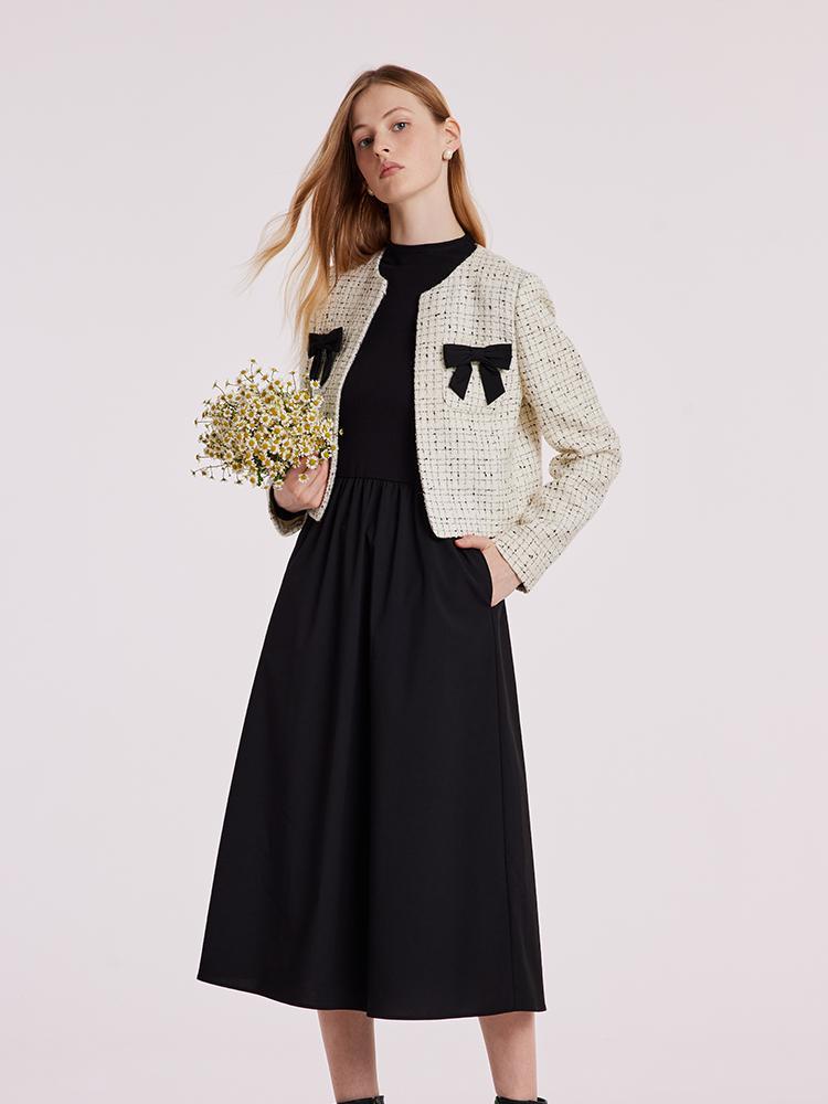 CC Tweed Long Sleeve Jacket White Cotton Polyamide 251831