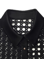 Lace Openwork Crop Jacket And Half Skirt And Knitted Camisole Three-Piece Set GOELIA