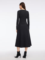 Asymmetrical Hem Knit Scarf Top And A-Line Skirt Two-Piece Set With Detachable Flower GOELIA