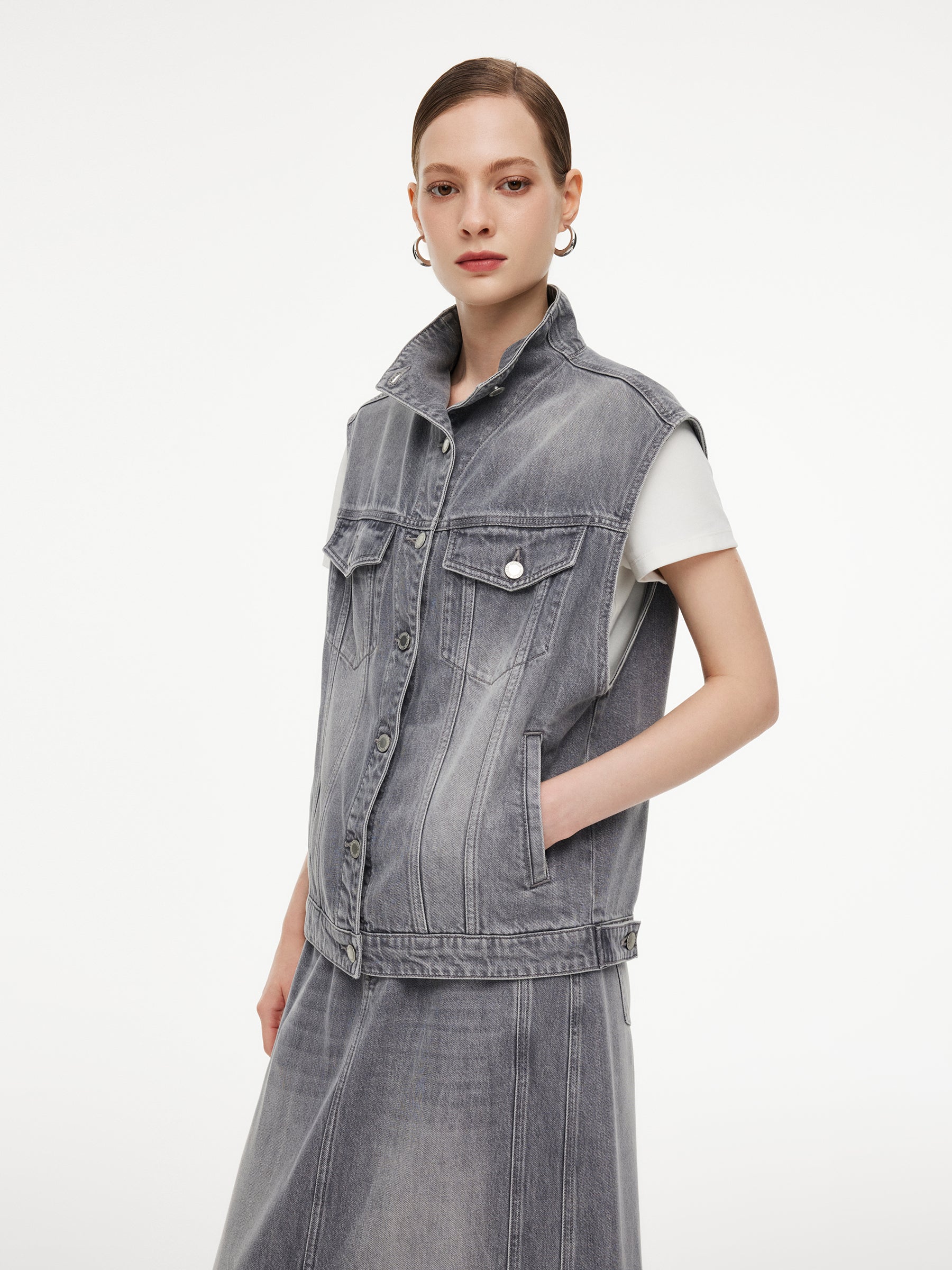 [Preview] Lyocell Cotton Blend Denim Women Vest GOELIA
