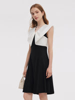 Color Block V-Neck Women Knit Mini Dress GOELIA
