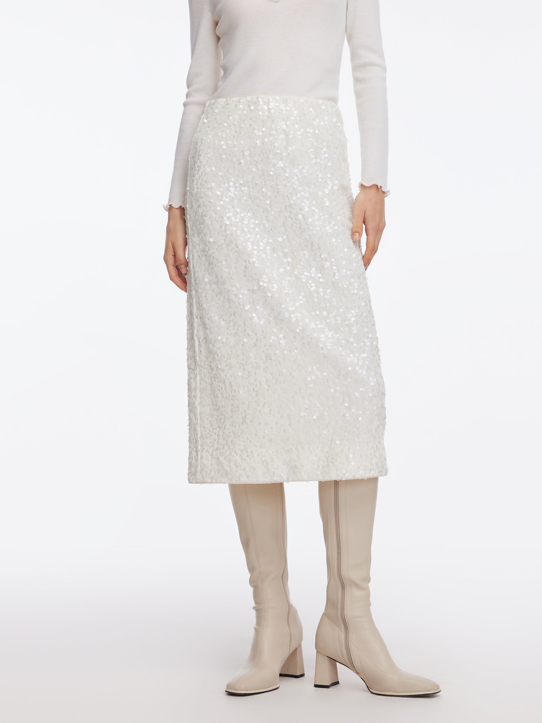 [Preview] Velvet Sequins Women Pencil Skirt GOELIA