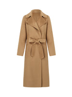 Camel Pure Cashmere Lapel Women Coat GOELIA