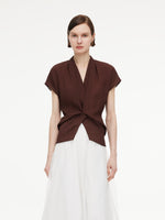 10.5MM Mulberry Silk V-Neck Twist Front Women Blouse GOELIA