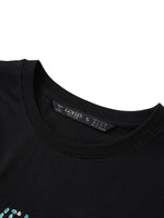 Cotton Beaded Letter Women T-Shirt GOELIA