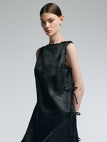 19MM Gambiered Canton Gauze Women Jacquard Sleeveless Maxi Dress GOELIA